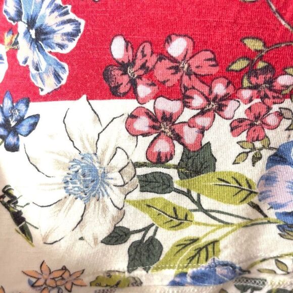 J. Jill M placed print red white blue multi floral soft tunic short sleeve - Picture 3 of 9
